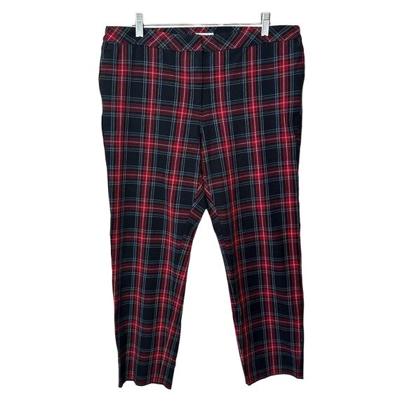 J Jill Womens Pants Size 16 Premium Bi-Straight Madras Plaid Trousers Raw Hem - Picture 1 of 9